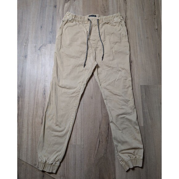 American Eagle Size M Jogger Pants Khaki Beige Drawstring Elastic Waist Pockets - Picture 2 of 10